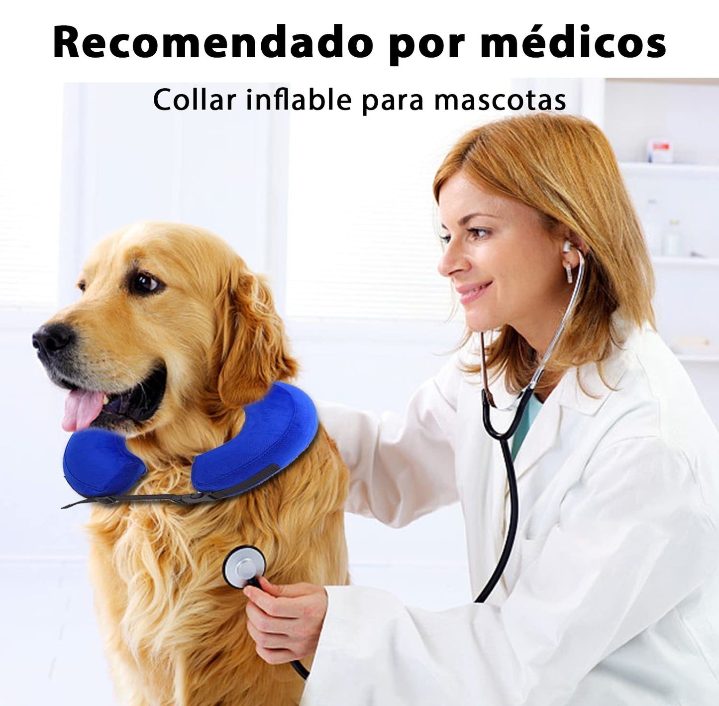 MEIDONG Collier conique gonflable pour chien et chat, collier animal souple et gonflable après, protection E collar avec boucle