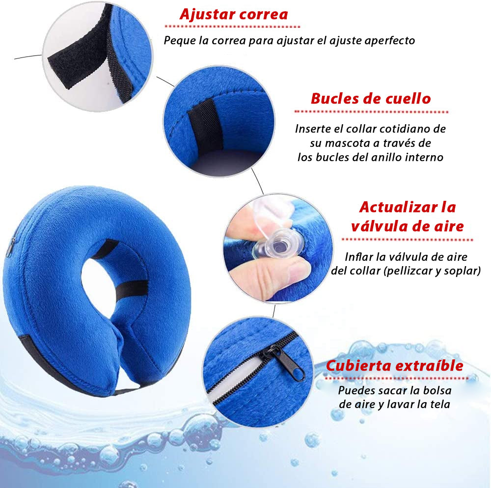 MEIDONG Collier conique gonflable pour chien et chat, collier animal souple et gonflable après, protection E collar avec boucle