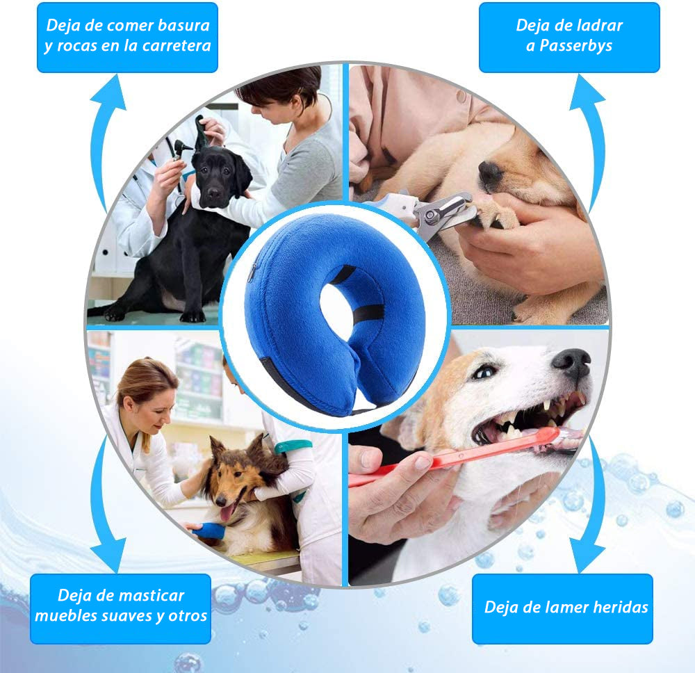 MEIDONG Collier conique gonflable pour chien et chat, collier animal souple et gonflable après, protection E collar avec boucle