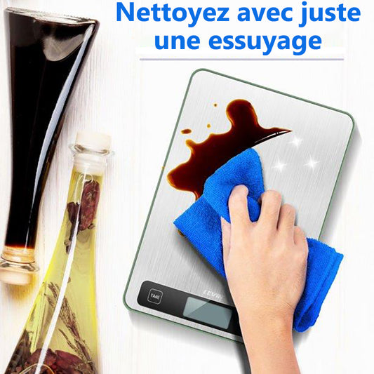 MEIDONG Balance alimentaire 15 KG / 33 LB, 5 unités avec affichage LCD pour la cuisson/cuisson, acier inoxydable et verre trempé