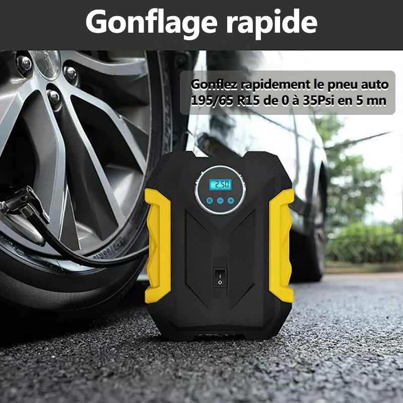 Compresseur d'air portable 12v Pompe à air CC, manomètre numérique, pompe de pneus de voiture de 150 psi avec lumière LED d'urgence
