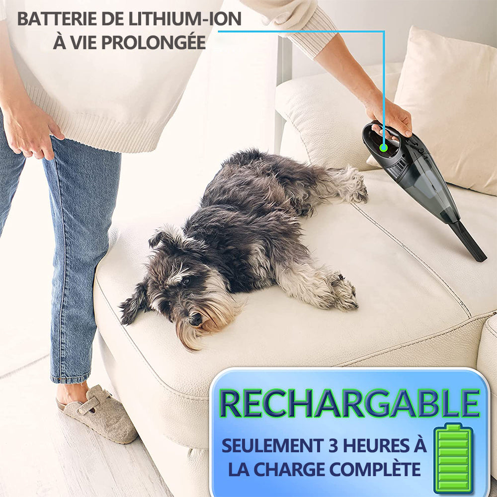 Aspirateur de voiture portable pour les détails et le nettoyage de l’intérieur de la voiture voiture domestique double usage (noir)