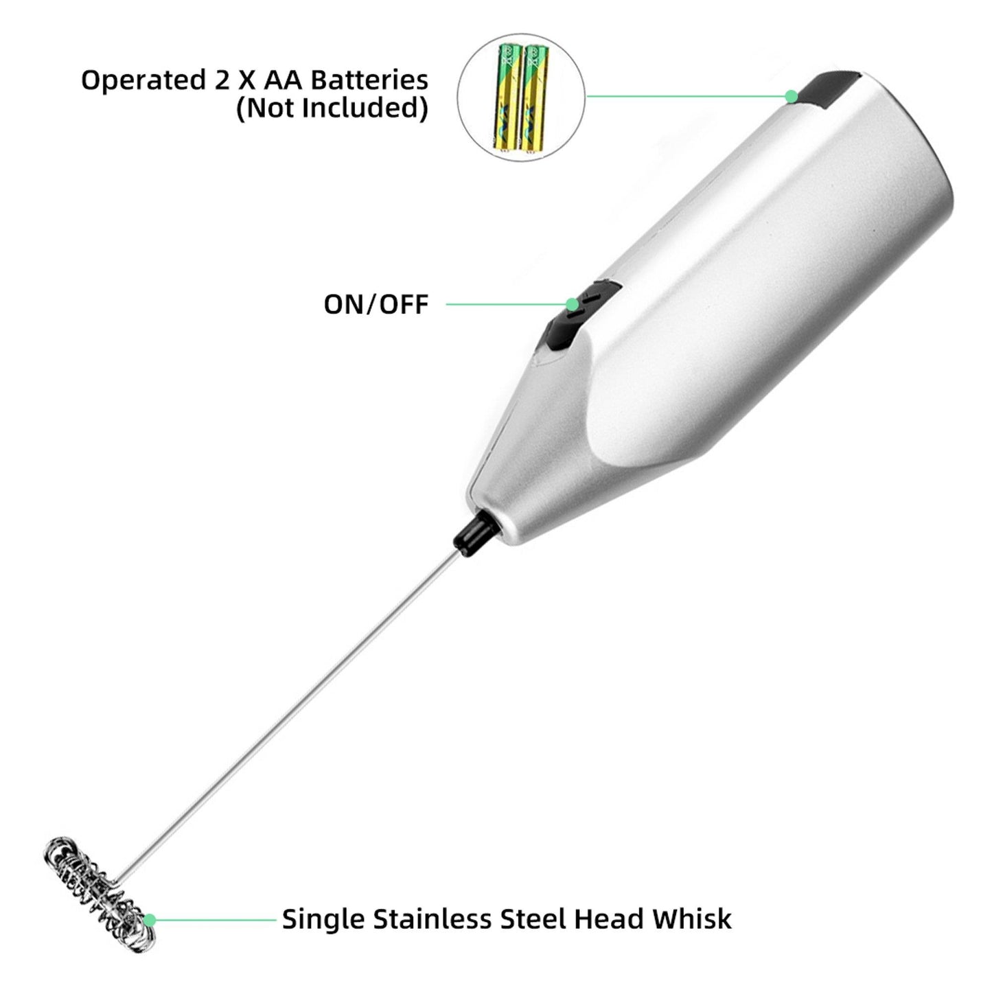 Mousseur à Lait, en Acier Inoxydable & Alliage D'aluminium Mousseur de Lait Électrique avec Moteur Très Puissant à 12000 RPM