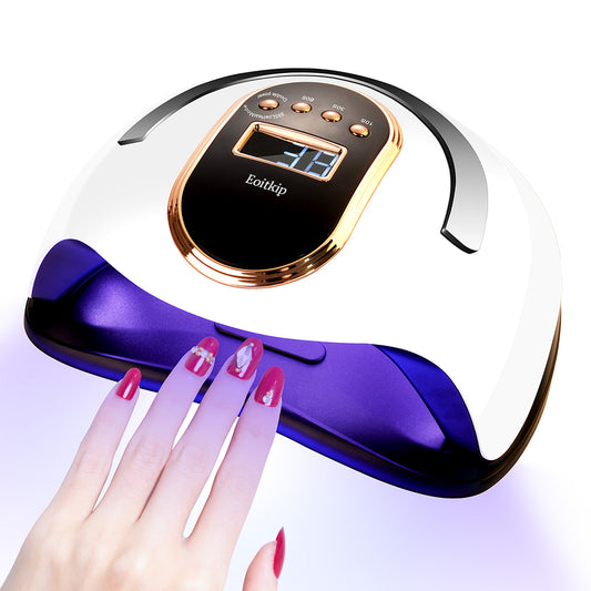 Eoitkip UV Light for Nails, 168W UV Light for Gel Nails/Acrylic, UV LED Nail Lamp with 4 Timer Modes - Automatic Sensor -LCD Screen - 2 UV Gloves UPF50+, Gel Nail Light for Salon Quality at Home