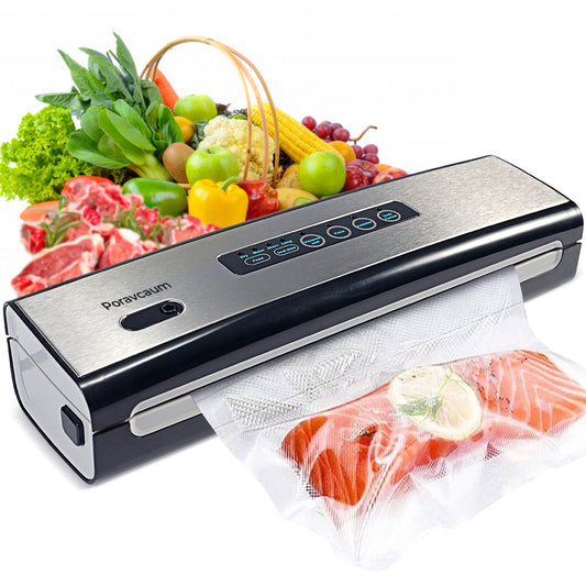 Poravcaum Vacuum Sealer Machine,Machine Built in Air Sealing System w/Starter Kit, Dry & Moist Food Modes, Easy to Clean, Compact Design