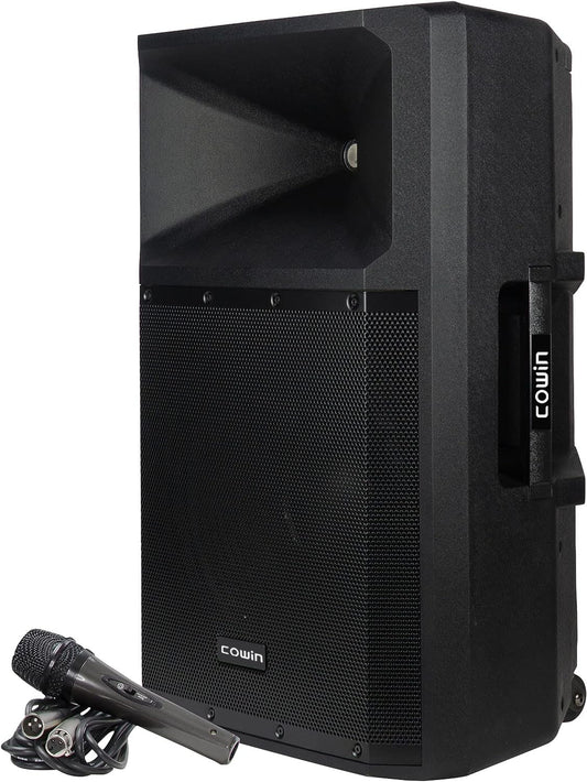 COWIN GSP-2200 Pro Audio Indoor Outdoor Ultra Powerful DJ Bluetooth 2200W Watts Peak, 15" Inch Woofer, Rollable Trolley PA Speaker with Built in Media Player Mixer FM Radio Tuner, USB, SD Card