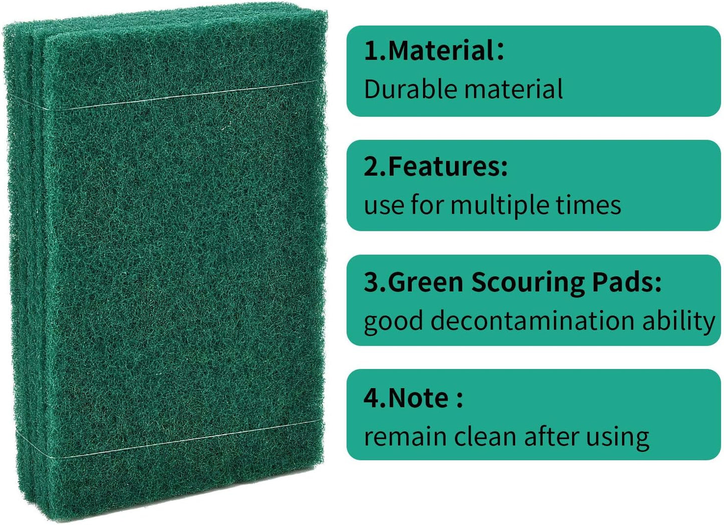 SWTROOM  Scrub Pads Scouring Pads Sponge Dish Scrubber Scouring Pads Cleaning Non Scratch Pads for Kitchen Scrubbers Dishes Cleaning (Green, 40 Pieces)