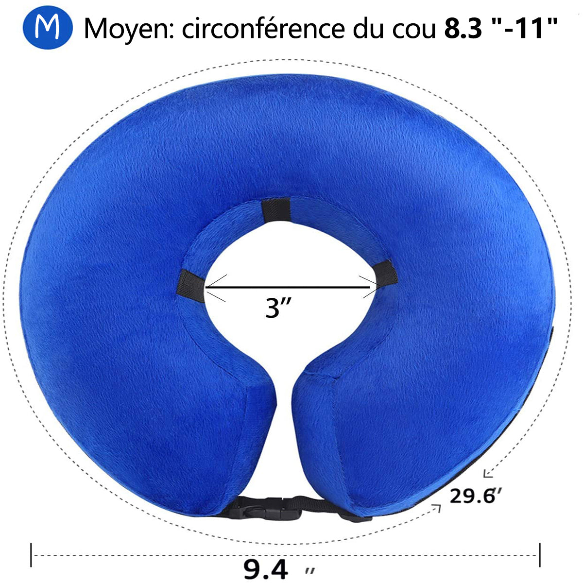 MEIDONG Collier de protection gonflable pour chien avec fermoir réglable pour la récupération après une opération ou une blessure-M