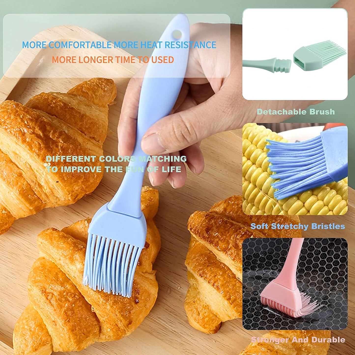SWTROOM Ralcratve Silicone Pastry Brush,Baking Brush,Basting Brush For Cooking, Kitchen Brush, Butter Brush,Food Furit Brush, For BBQ Salted Steak Fish,Easy to Clean,Happy Party Kitchen Gift