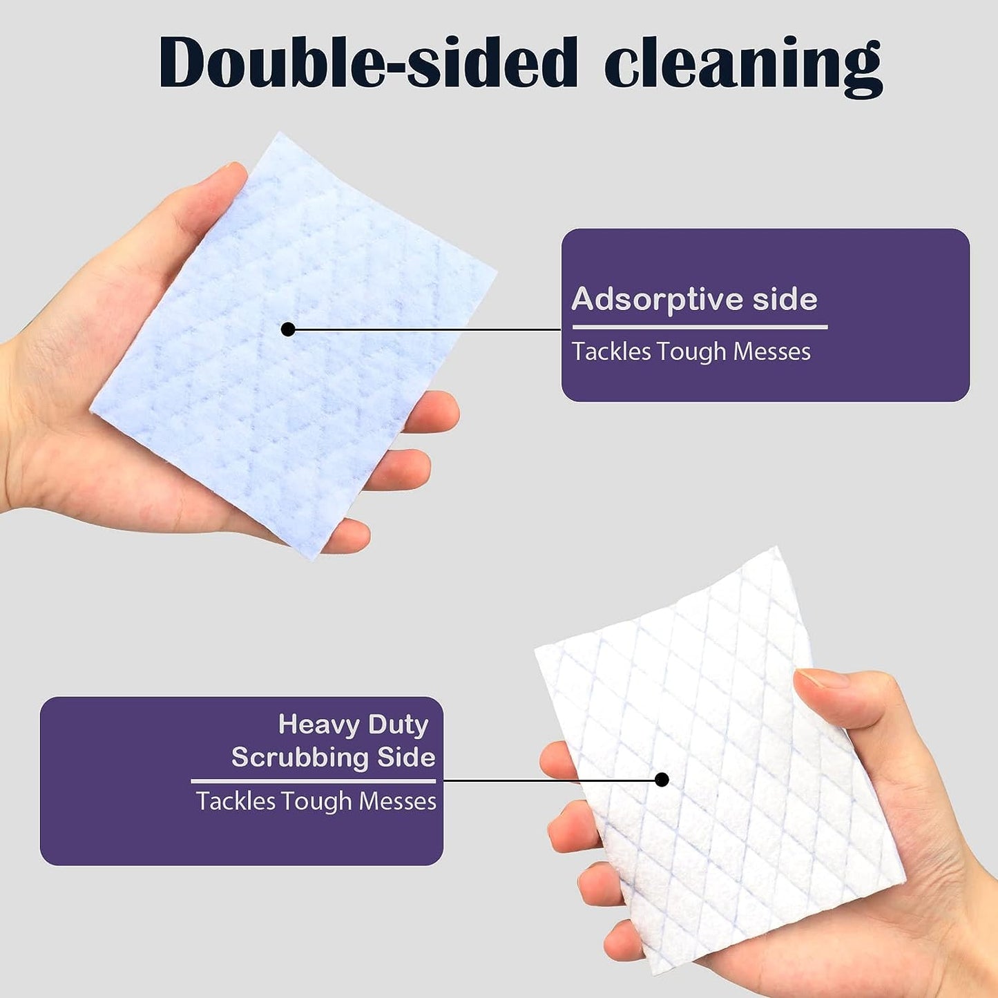 SWTROOM 24 Pack Light Scouring Pad with Foam, Triple Cleaning Scrub Pad Singles Heavy Duty Household Non-Scratch Abrasive Hand Pad Multi Surface Magic Sponge Eraser Sheets for Home Surfaces Indoor Cleaning