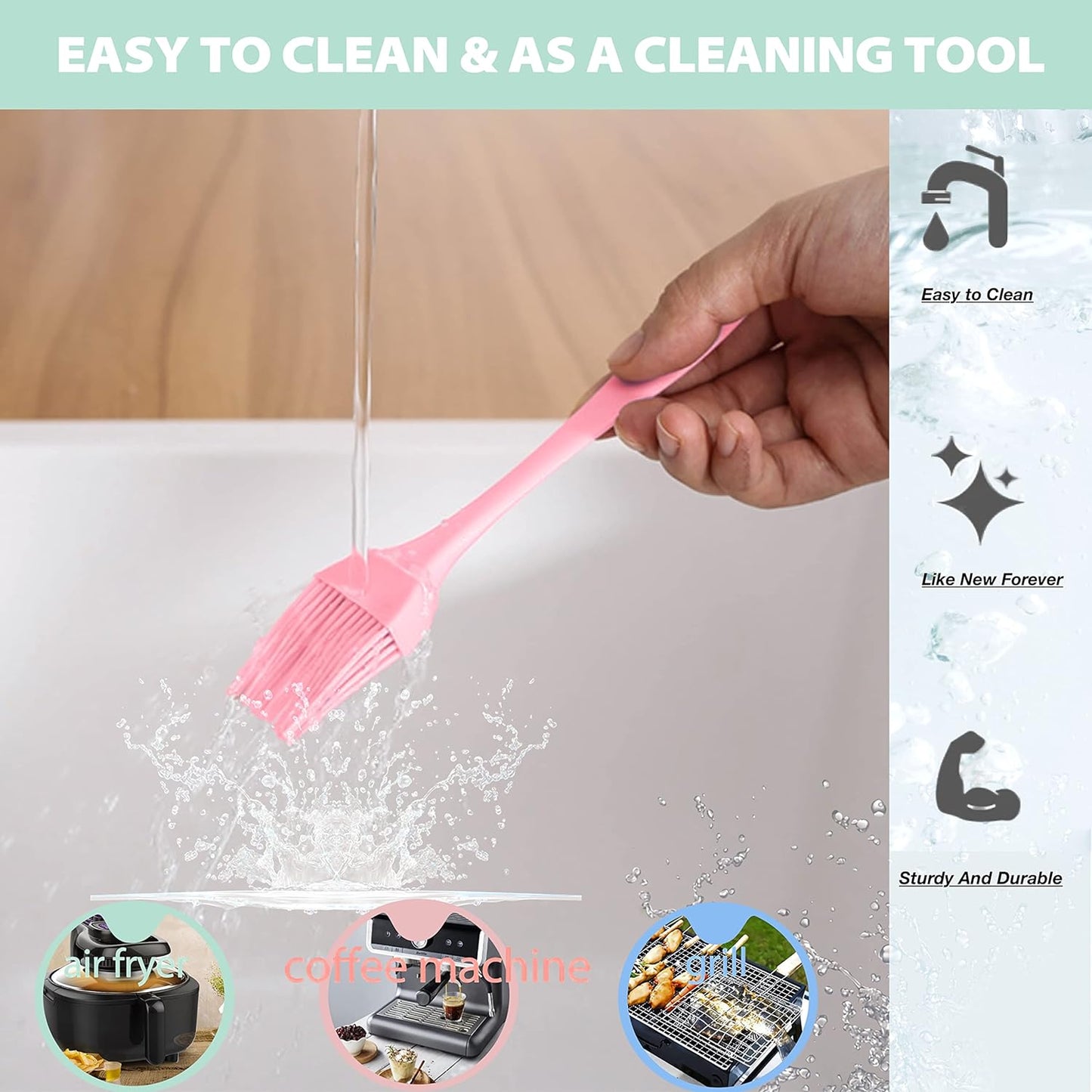 SWTROOM Ralcratve Silicone Pastry Brush,Baking Brush,Basting Brush For Cooking, Kitchen Brush, Butter Brush,Food Furit Brush, For BBQ Salted Steak Fish,Easy to Clean,Happy Party Kitchen Gift