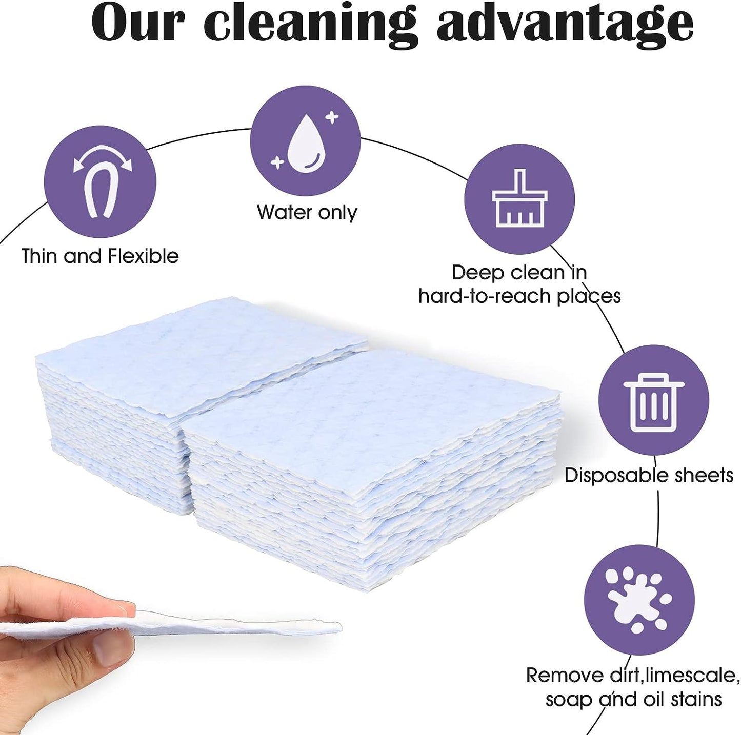 SWTROOM 24 Pack Light Scouring Pad with Foam, Triple Cleaning Scrub Pad Singles Heavy Duty Household Non-Scratch Abrasive Hand Pad Multi Surface Magic Sponge Eraser Sheets for Home Surfaces Indoor Cleaning