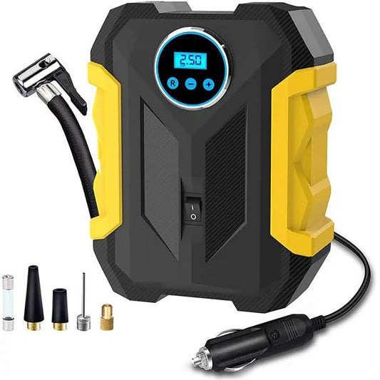 Compresseur d'air portable 12v Pompe à air CC, manomètre numérique, pompe de pneus de voiture de 150 psi avec lumière LED d'urgence