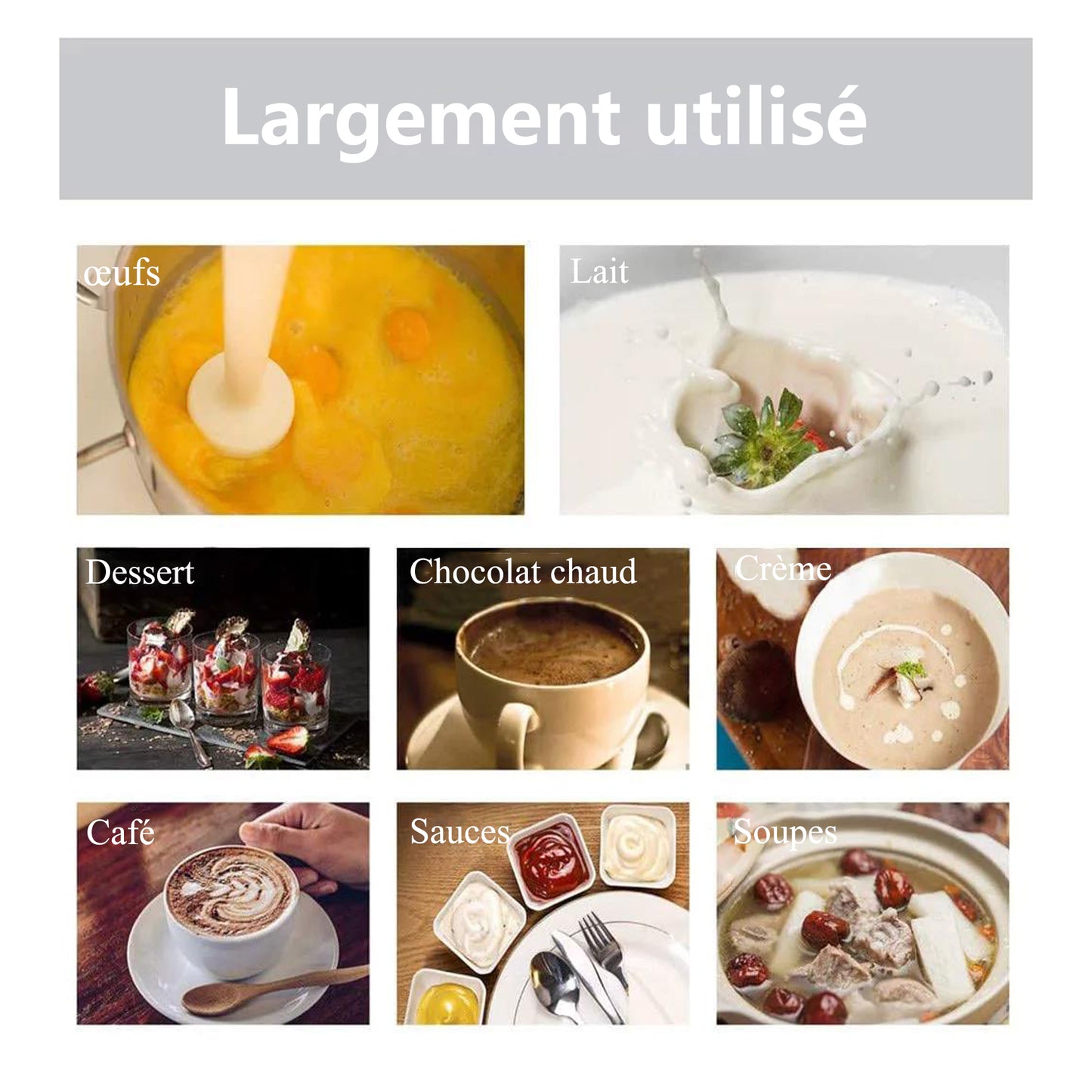 Mousseur à Lait, en Acier Inoxydable & Alliage D'aluminium Mousseur de Lait Électrique avec Moteur Très Puissant à 12000 RPM